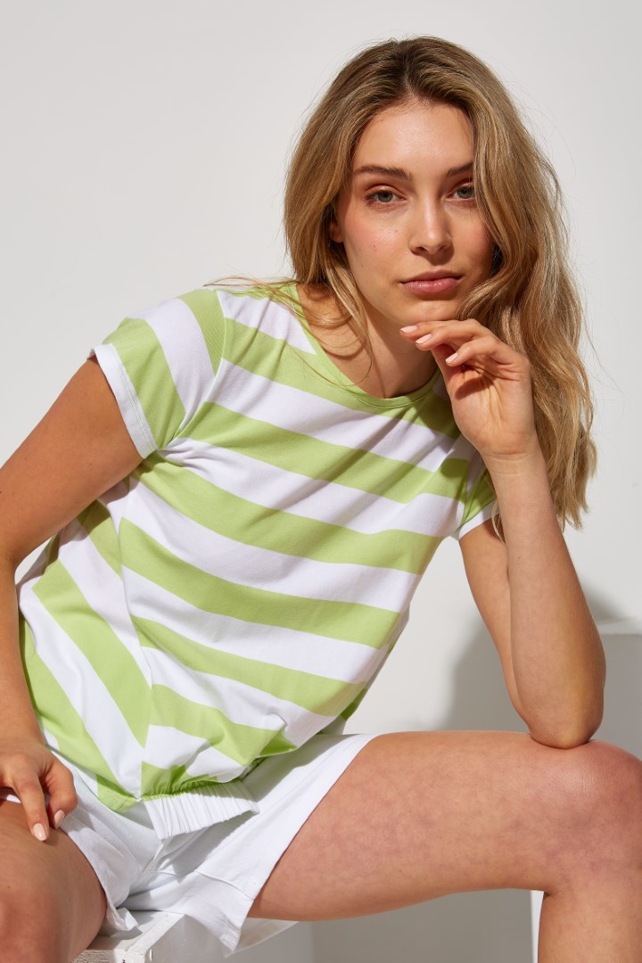 Striped t-shirt with central bow