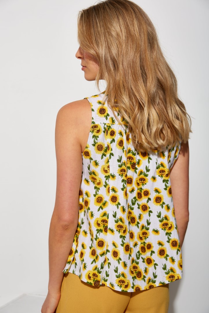Sleeveless blouse sunflowers