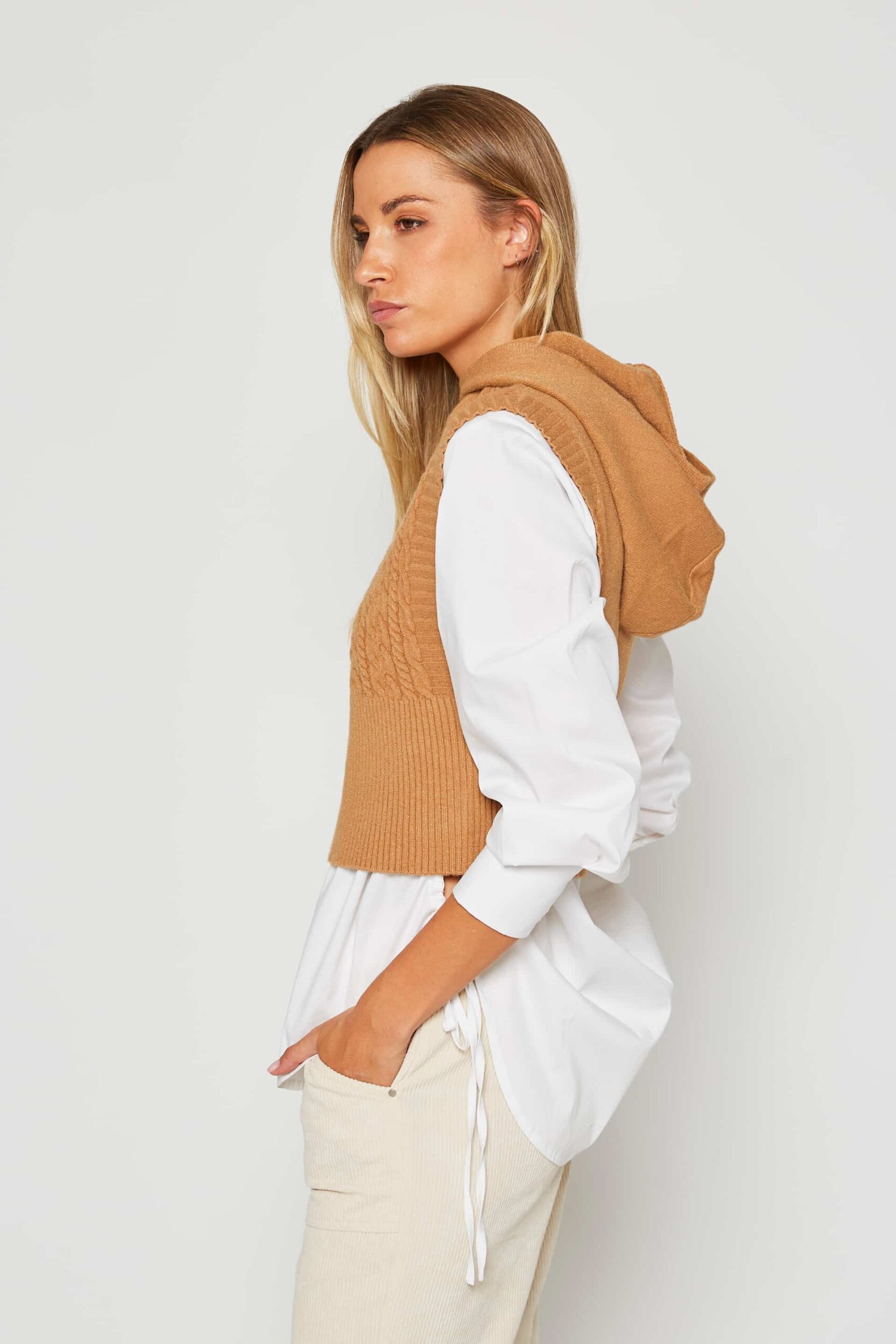 Hooded knit vest