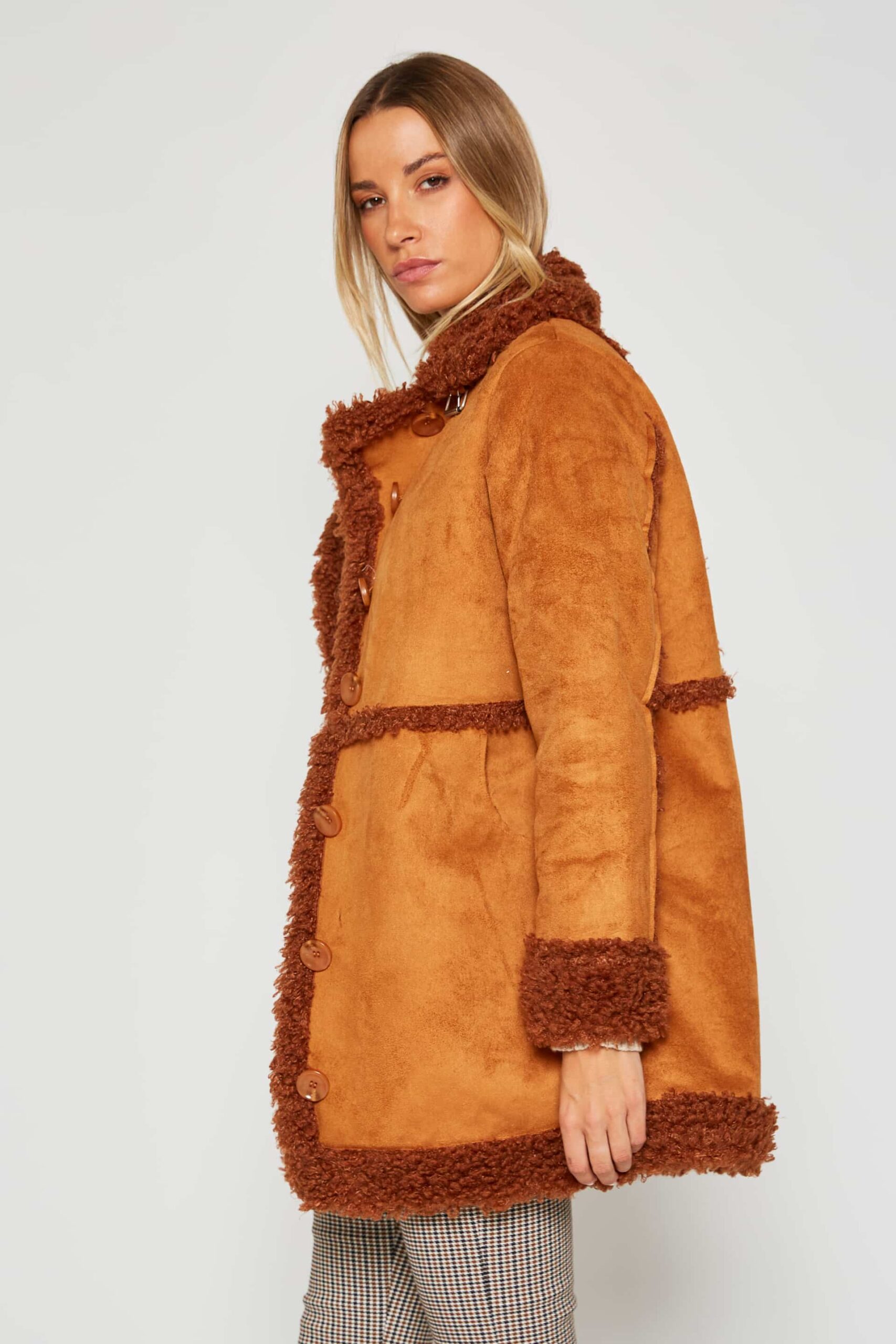 Faux suede and shearling coat