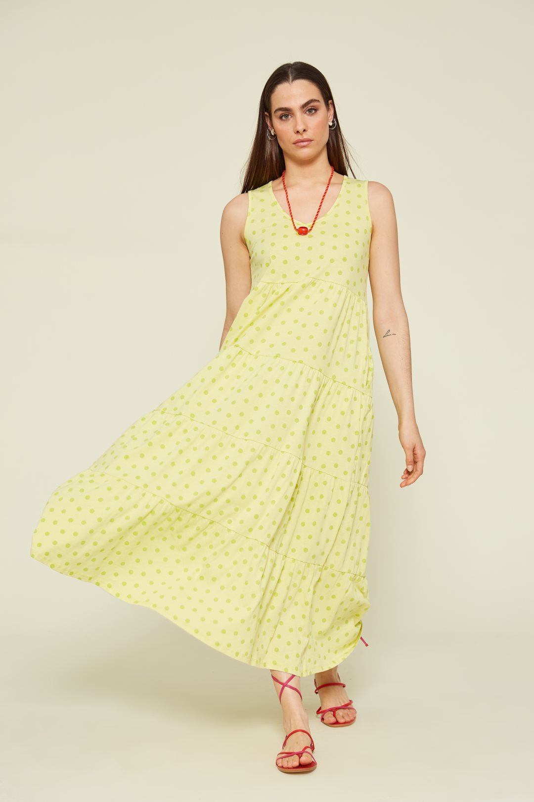 Long dress with polka dot