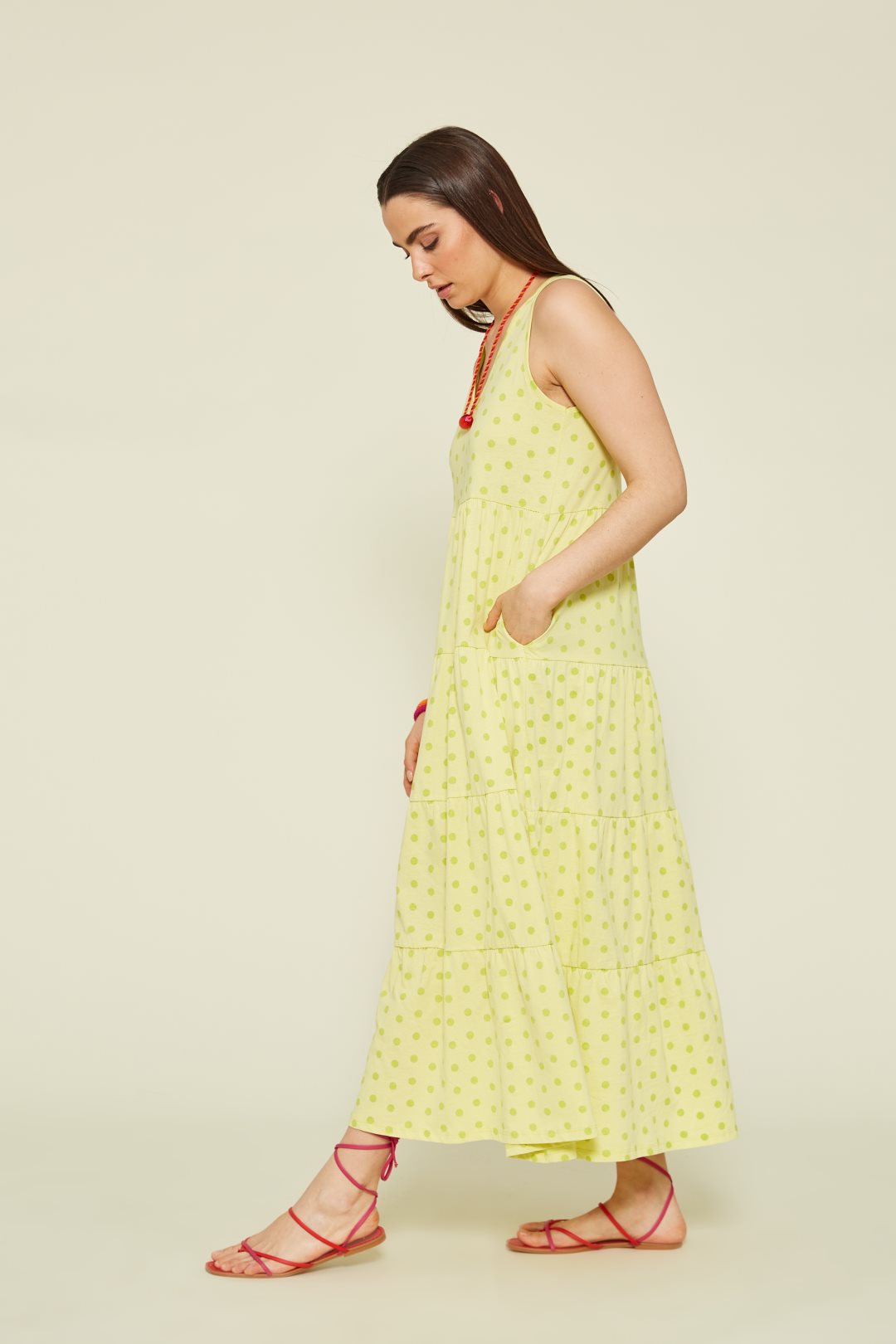 Long dress with polka dot