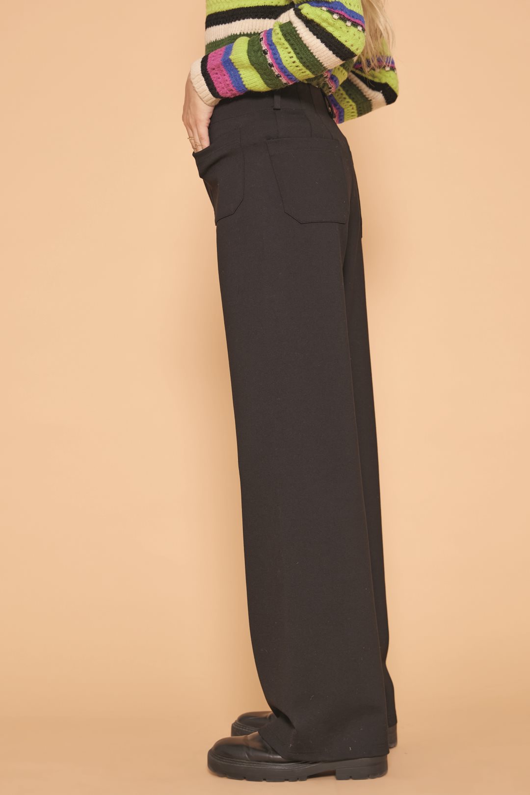 Wide leg elastic trousers